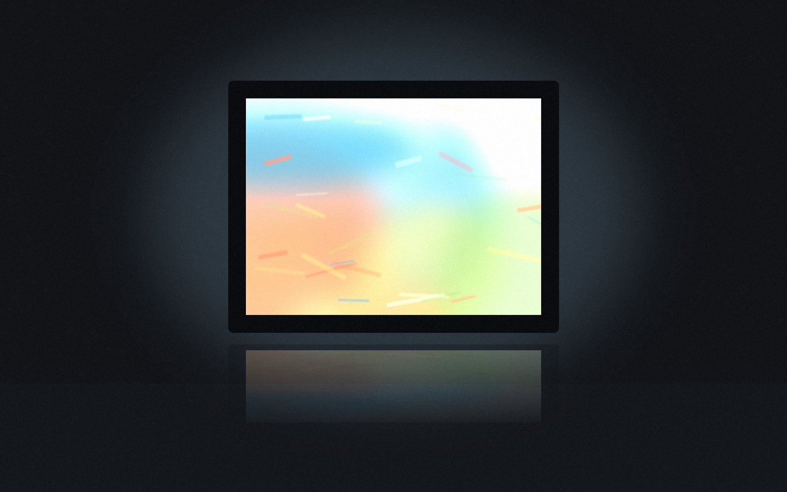A backlit light box glowing in a dark room